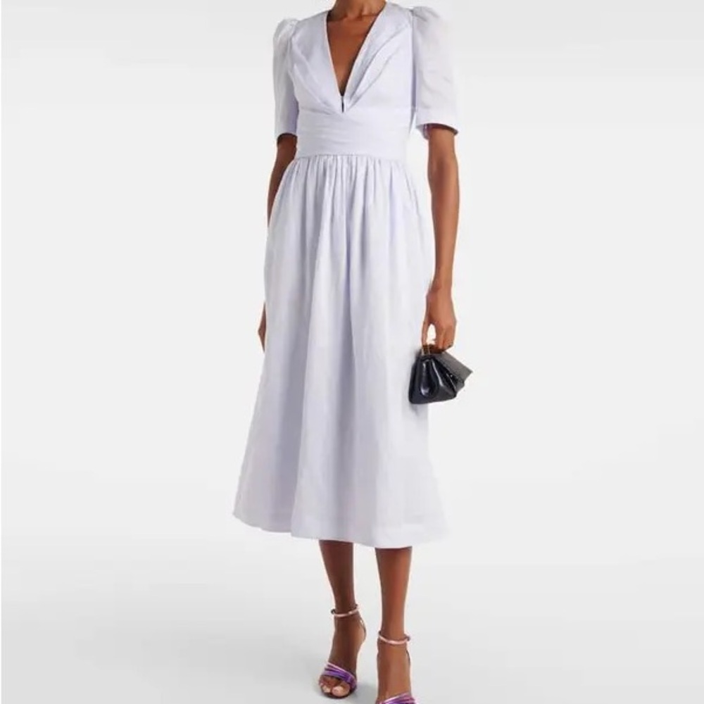 Zimmermann Linen Light Lavender Midi Dress Sz 0